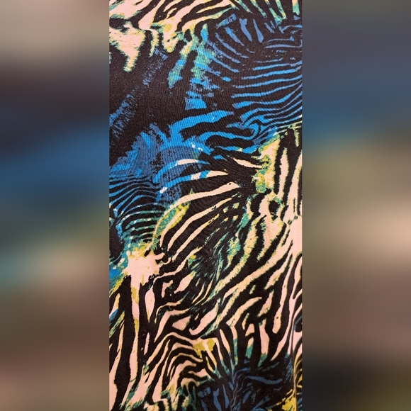 Y2K Kim Roger's Rainbow Zebra Long Sleeve Cotton Knit Tee Shirt Top SZ XL - Picture 3 of 5